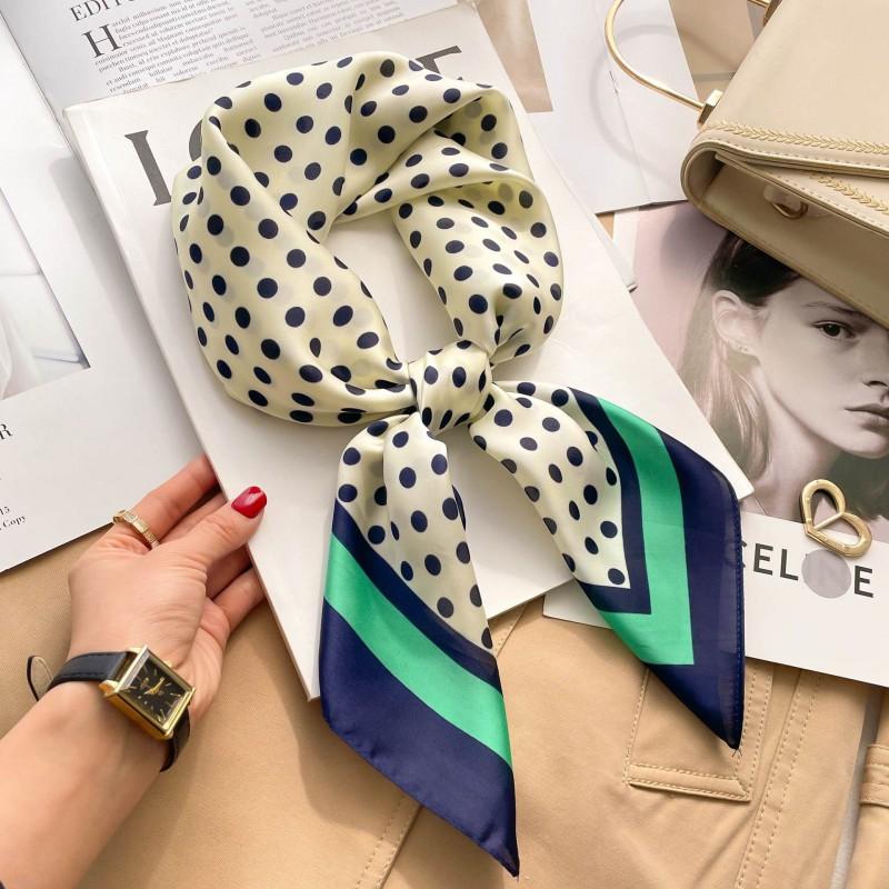 Elegant Silk-Like Square Scarf Women Korean Style Print Neck Lightweight 70x70cm Nylon Fashion Accessory