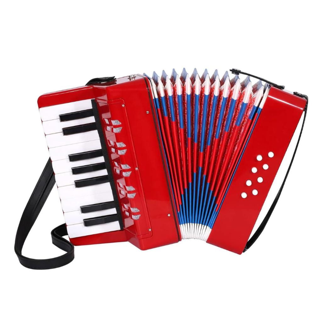 Asdays 17-Key, 8-Bass Accordion, Mini Accordion for Piano, Music, Performance, and Practice (Red)