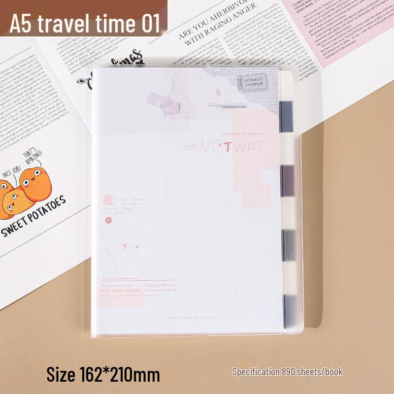 

A5 Waterproof Thick Classification Sleeves Horizontal Line Student Notebook 90 Sheets/Book