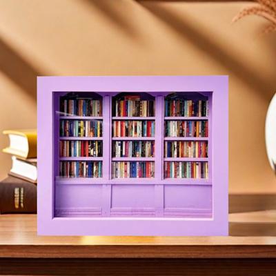 Estante de livros de ansiedade em miniatura com 200 peças de mini livros para sacudir sua ansiedade, estante de madeira, brinquedo sensorial para decoração de escritório em casa