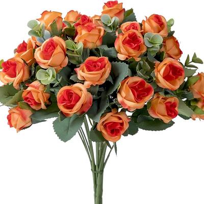 1PC 11 Heads Artificial Flower Silk Rose White Eucalyptus Leaves Peony Bouquet Fake Flower for Wedding Table Party Vase Home Decor