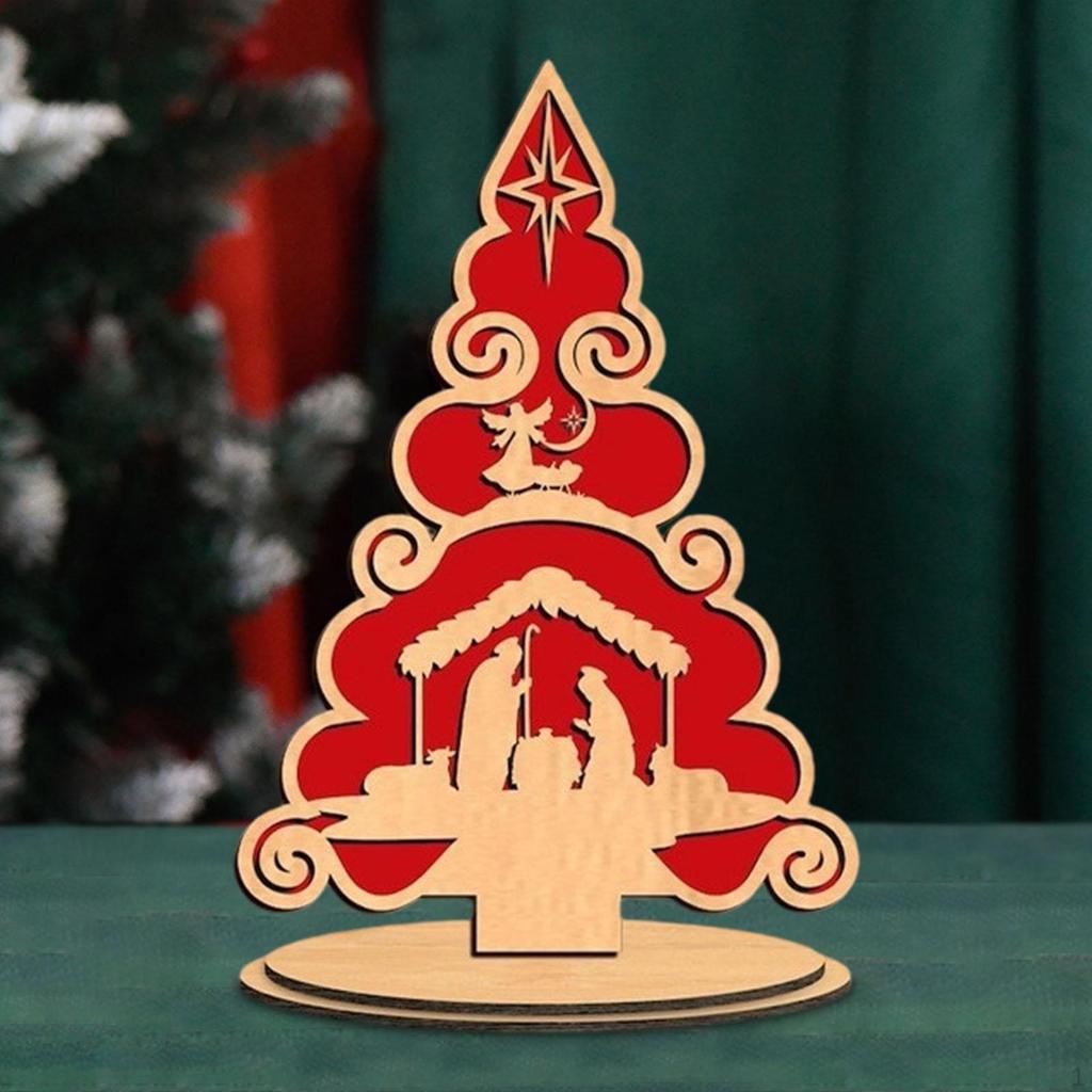 Christmas Decoration Tree Decorative Wooden Sign Desktop Ornament for Holiday
