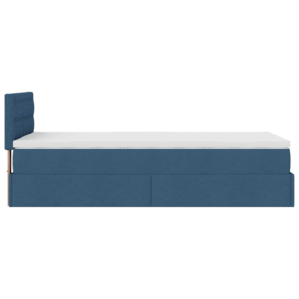 Ottoman Bed with Mattress Blue 100x200 Cm Fabric