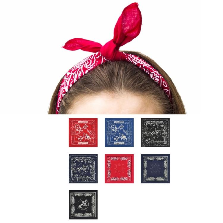 Western Pattern Headscarf Bandanas Hiphop Head Scarf Music Festival Headwrap Cycling Dancing Head Scarf Handkerchief