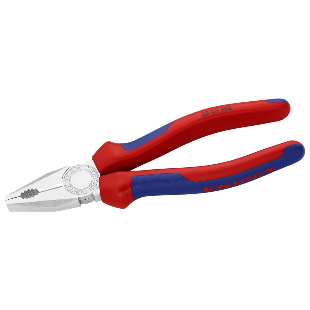 KNIPEX Combination 180mm Comfort Chrome Pliers, Long, Handle, Plated, 0305-180