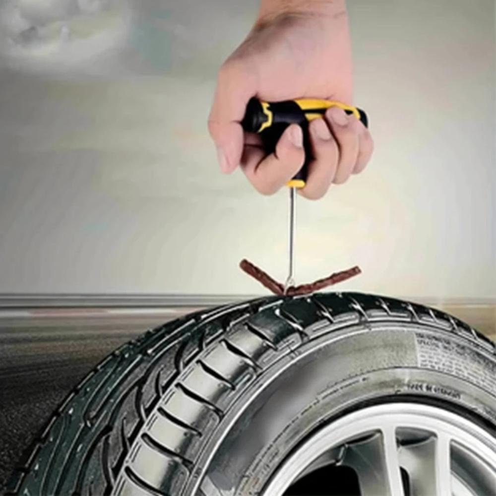 7 Pcs Car Tire Repair Tools Tire Repair Kit with Rubber Strips Tubeless Tyre Puncture Studding Plug Set for Truck Motorcycle