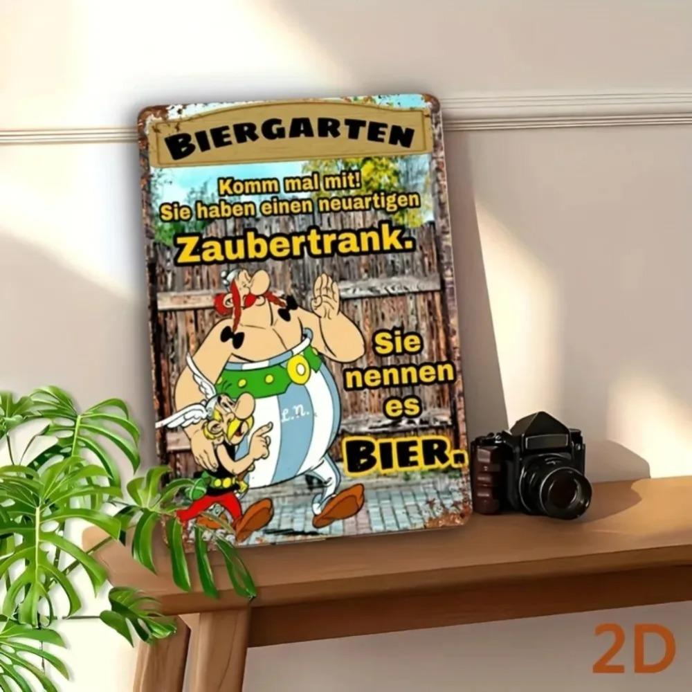 Rustic Vintage Metal Tin Sign with Humorous German Festival Design for Farmhouse Bar