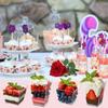 50PCS 2/4OZ Plastic Dessert Cups with Spoons Clear Mini Square Tumbler Cups for Mousse Pudding Appetizer Party Supplies