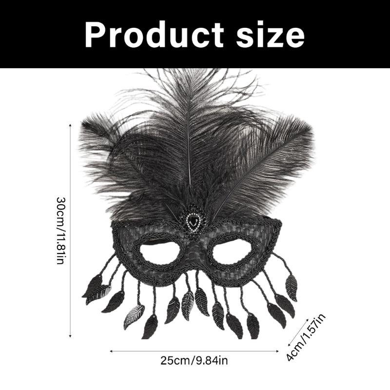 Contemporary Feather Embellished Plastic Eye Cover Lightweight Costume Ball Mask For Festive Event for Women Girls