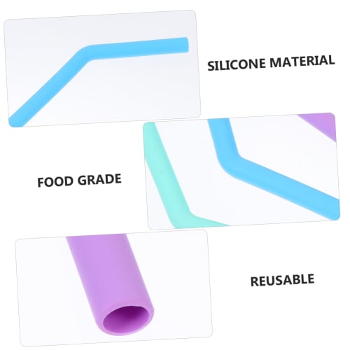PAMINGONO 4-Piece Food-Grade Silicone Straws with Curved Design and Cleaning Brush for Banquets and Parties, Eco-Friendly and Reusable