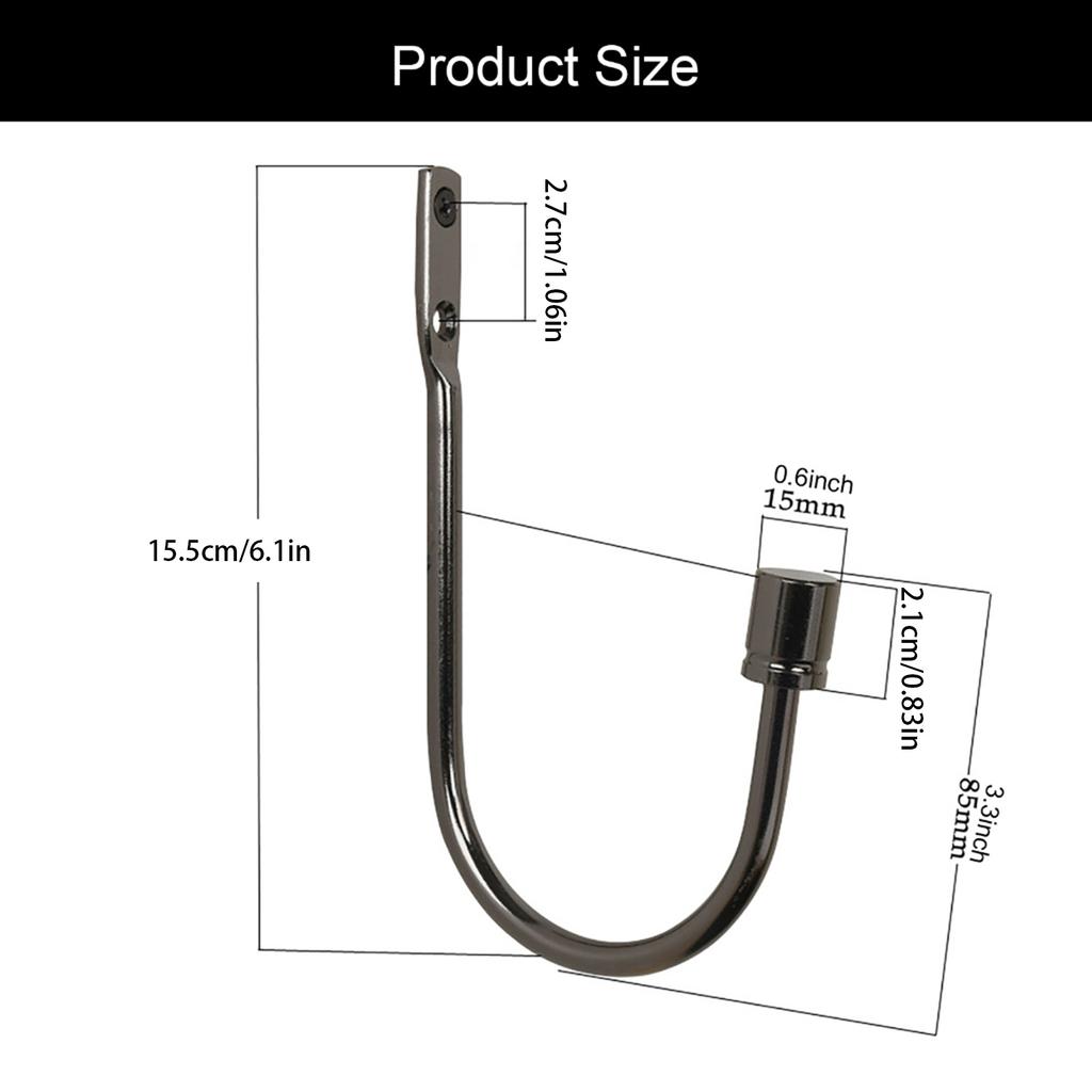 2 Bucăți Cârlige Elegante Metalice pentru Perdele, Suporturi, Montare pe Perete, Accesorii pentru Tratarea Ferestrelor