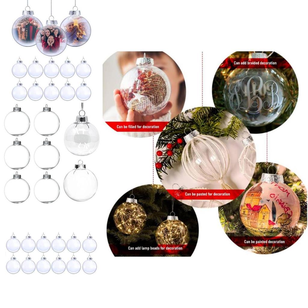 Christmas Ornament Ball With Modern Art Style In 6cm Transparent Plastic For Holiday Decor