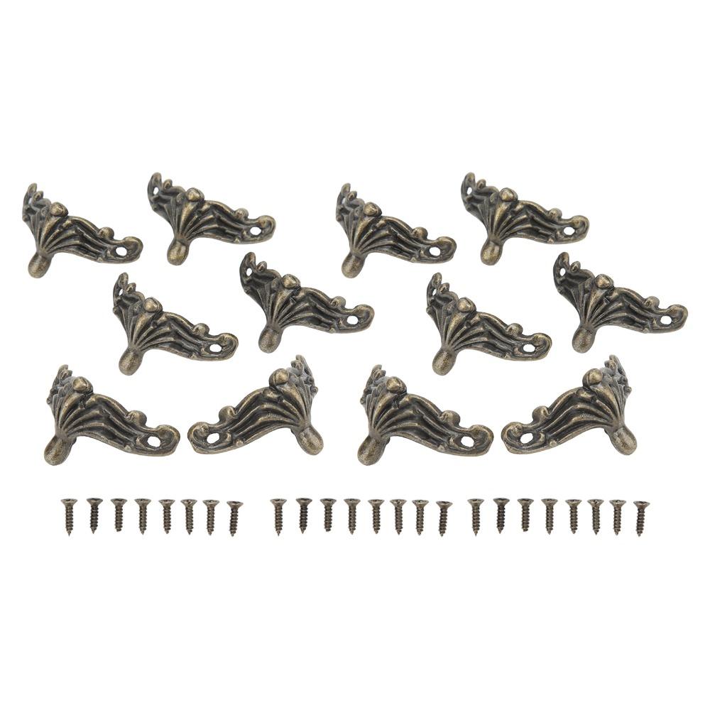 12PCS Zinc Alloy Box Corner Protectors Bronze Metal Corner Protector Jewelry Box Legs  Jewelry Boxes