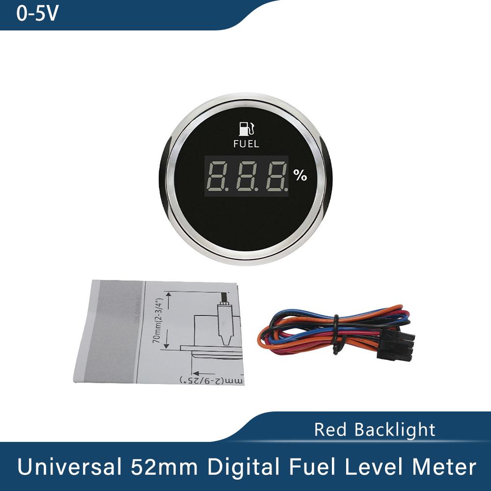 Signal 0-5V Boat Fuel Level Gauge Waterproof Car Fuel Gauge with Red Backlight Working Volt 9~32V Fit Car Motorcycle Yacht