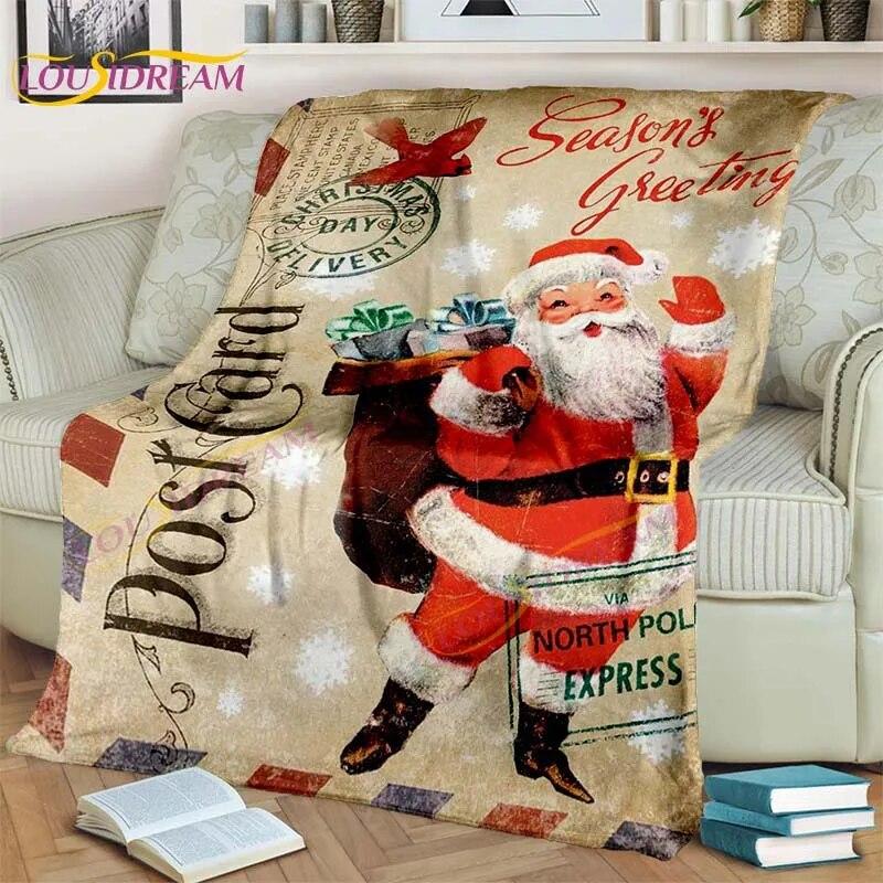

Одеяло с Санта-Клаусом, семейное одеяло со снеговиком, фланелевое одеяло для рождественской вечеринки для спальни, гостиной, дивана, детское одеяло, подарки