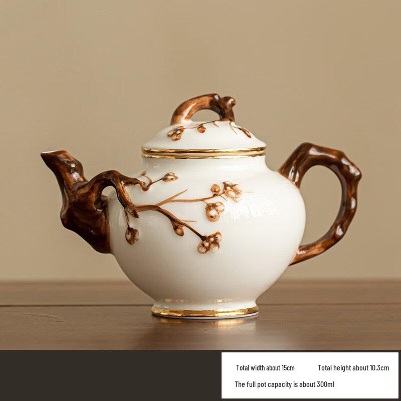 Shangqi Ceramic Embossed Plum Blossom Teapot