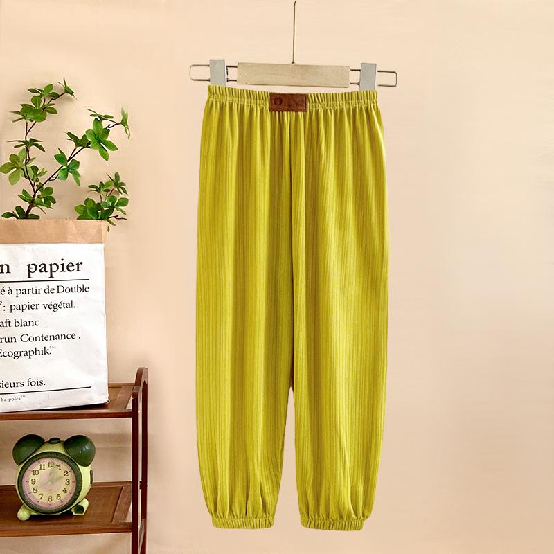 

Весенне-осенне-летние тонкие дышащие штаны ярких цветов для защиты от комаров, детские штаны для мальчиков и девочек 80cm жёлтый