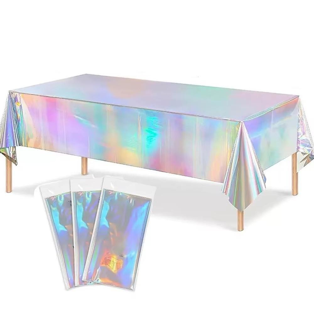 5PCS Shiny Party Table Cover Rectangular Iridescent Tablecloth  Iridescent Disco