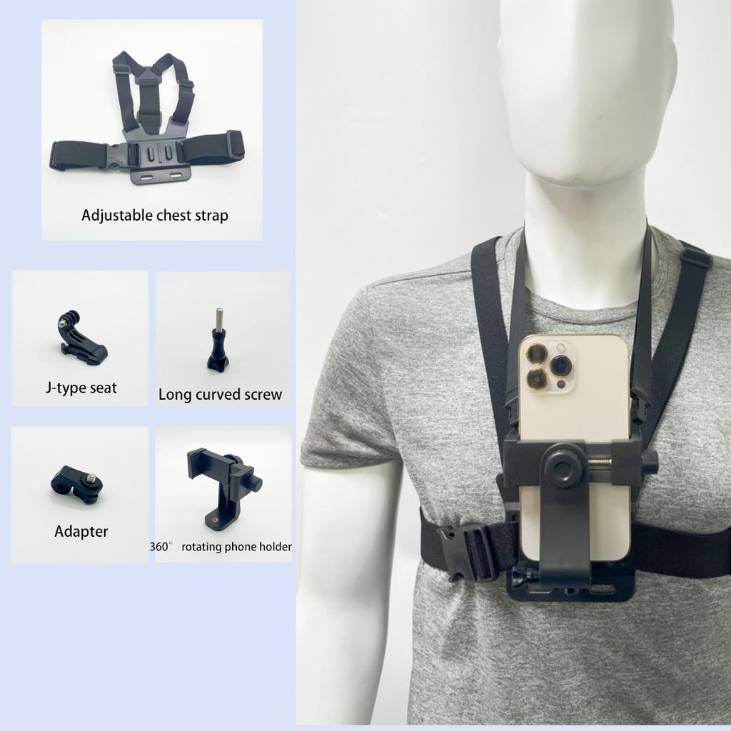 Wysokiej Jakości Pasek na Klatkę Piersiową GoPro Widok z Pierwszej Osoby Uchwyt na Telefon Regulowany Wytrzymały do Nagrywania Bez Użycia Rąk