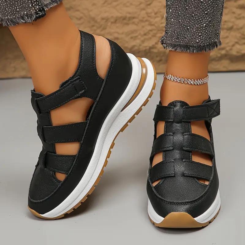 Women'S Fashion Sandals Solid Color Round Toe Platform Heel Casual Sports Shoes