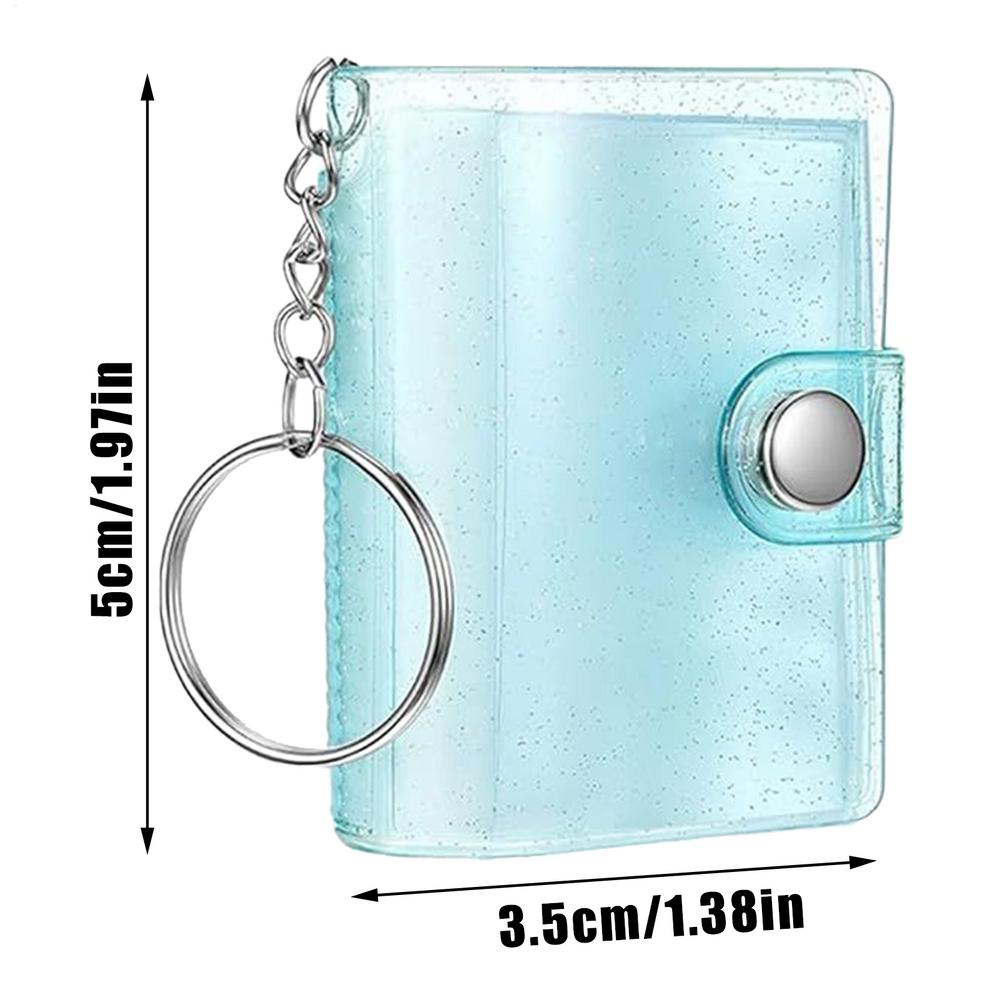 Mini Photo Album Keychain 24-Pockets Mini Picture Binder Transparent Pocket Album Key Ring DIY Handmade Photo Album