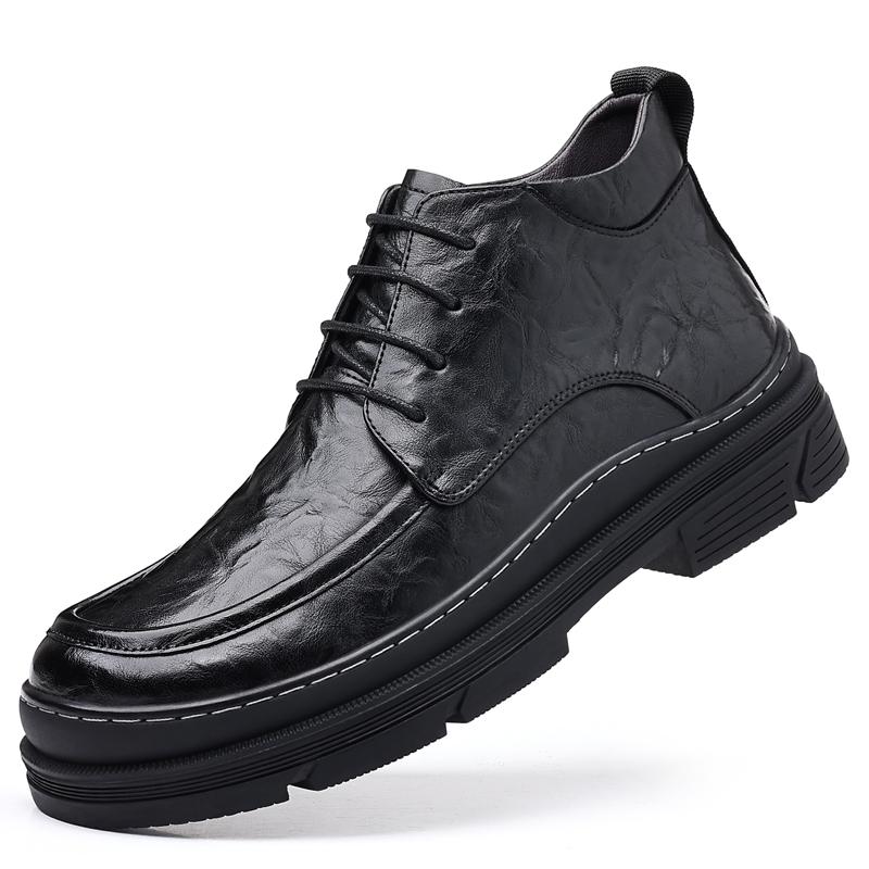 

Модные британские модные ботинки для мужчин, повседневная зимняя обувь, кроссовки, уличные ботинки, нескользящая рабочая обувь, мужские короткие мотоциклетные ботинки Zapatillas 44 чёрный