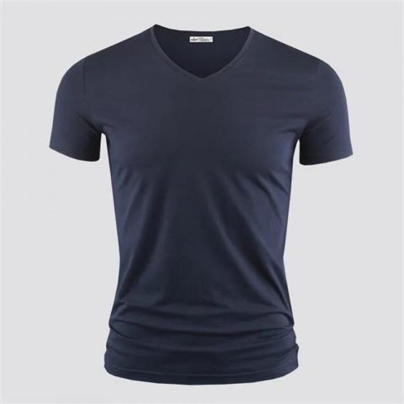 

Men s T Shirt Pure Color V Collar Short Sleeved Tops Tees Men T-Shirt Black Tights Man T-Shirts Fitness For Male Clothes XXL