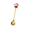 J Stainless Steel Christmas Dessert Spoon & Fork Set with Character Pattern - Festive Stirrer for Coffee & Desserts