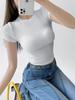 Pure Desire Women's Spicy Girl Round Neck Ribbed Summer T-Shirt