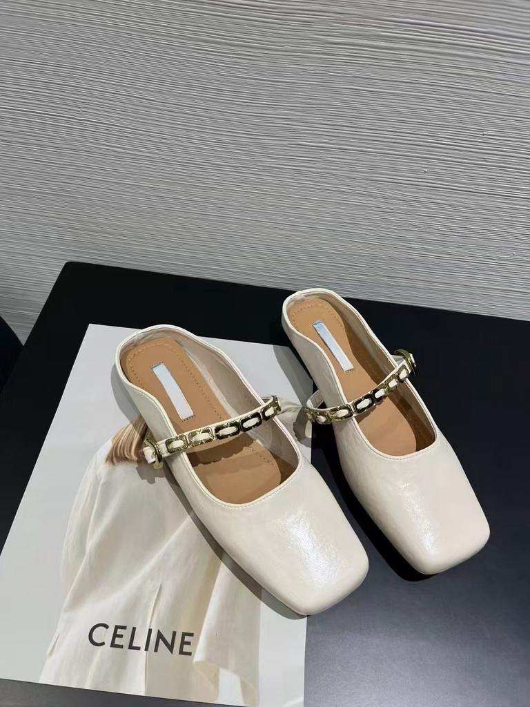 Baotou Half Slippers Women's Summer Outer Wear 2025 Spring and Summer New Flat-bottomed Lazy Muller Slippers Soft-soled Gentle Evening Shoes