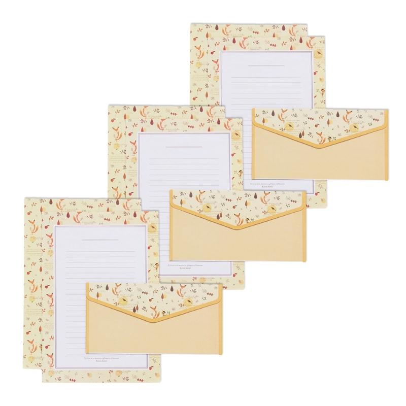 Vintage Blommigt Papper Brevpapper Set, 20 Delar Set (10 linjerade ark, 10 matchande kuvert), Brevstorlek 5,55x8,19 tum