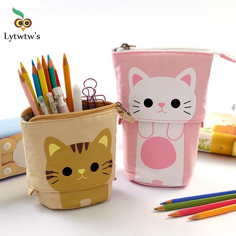 

Cute Large Capacity Retractable Pencil Case Kawaii Pen Box Girls Cosmetic Storage Bag