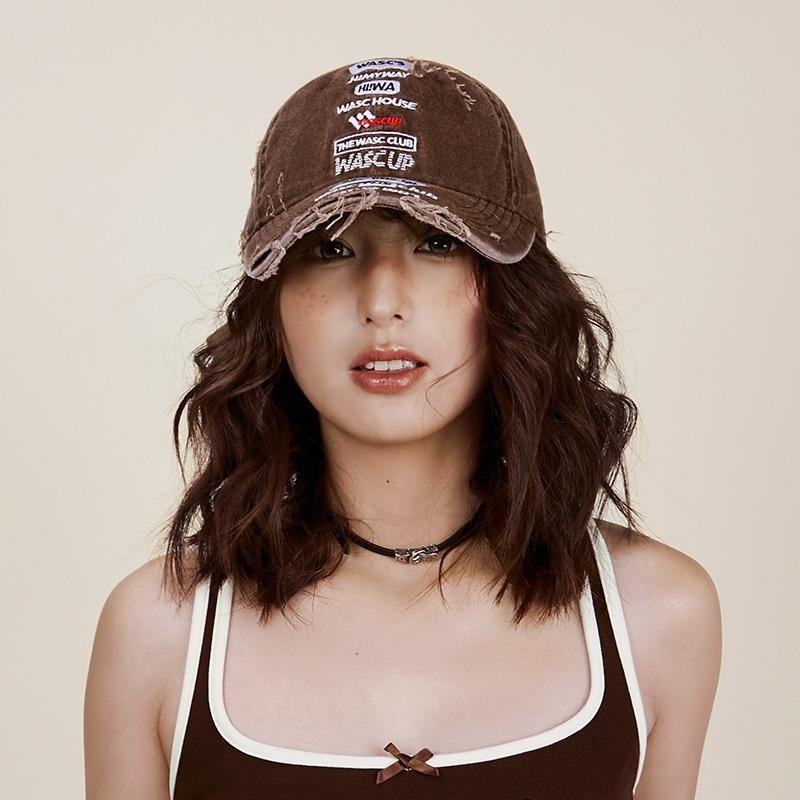 Niche trendy high street personalized baseball cap ripped male and female couples street hip hop soft top embroidered cap