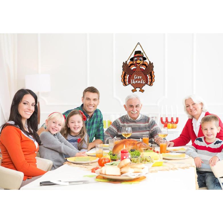 Thanksgiving Turkey Door Decorations Welcome Thanksgiving Wreaths for Front Door Wood Give Thanks Turkey Sign for Home Autumn Fall Harvest Indoor