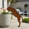 Rusty Finish Metal Dog Garden Statue Rustic Cat Lawn Ornament Dog Pot Hugger Decor  Courtyard