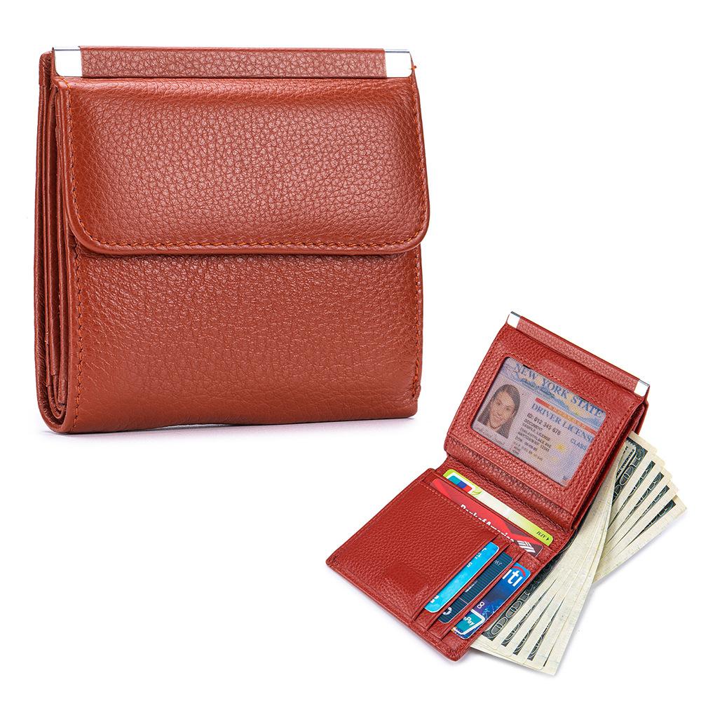 New Short Wallet, Women's High-end Storage Bag, First-layer Cowhide Wallet, Multi-function Card Bag, Change Bag.