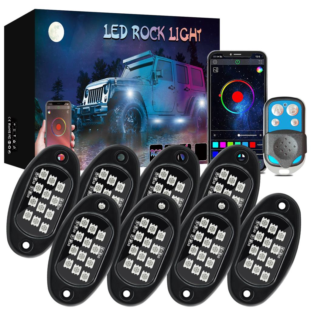 8 Pods Trail Rig Lamp LED Rock Lights Underglow Lights for Truck Pickups Cars ATV UTV SUV Auto Accessories