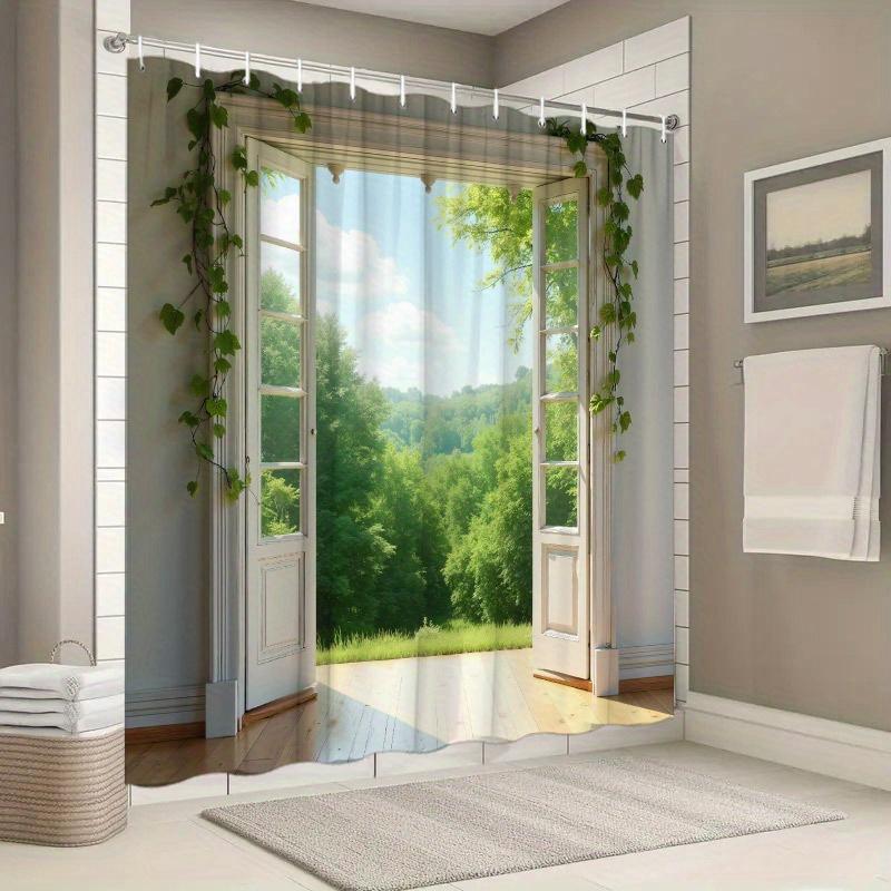Enchanted Forest View Waterproof Shower Curtain for Bathroom Decor