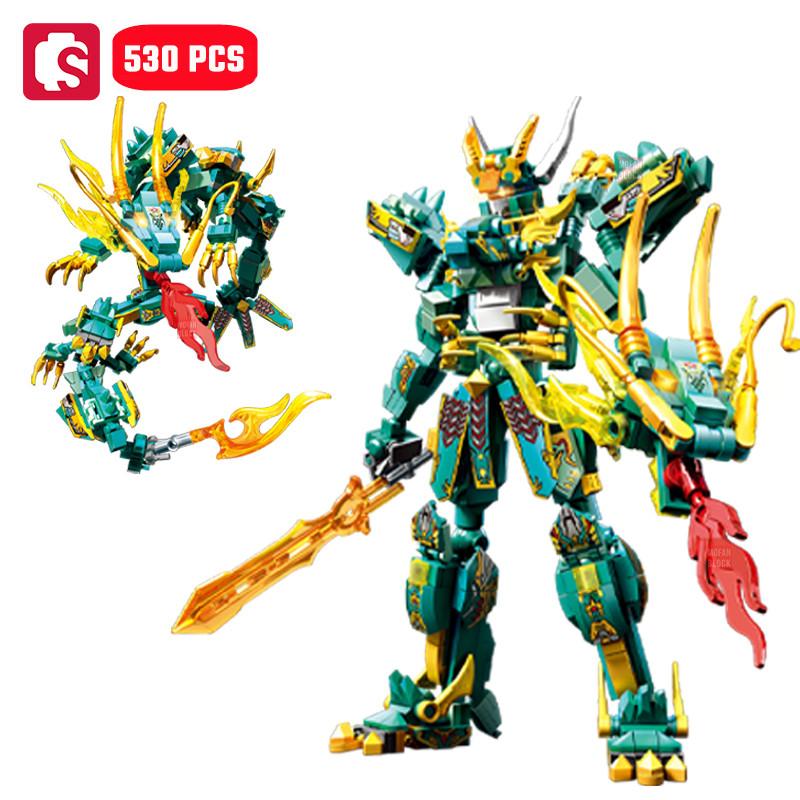 Non-Toxic Sembo Creative Animal Transforming Robot Building Blocks Kits Tiger Dragon Mecha Model Bricks Ornaments Children Toys Birthday Gifts