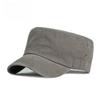 Men's Retro Washed Cotton Military Cap Flat Top Cadet Patrol Hat Summer Breathable Army Peaked Cap Casual Plain Sun Hat