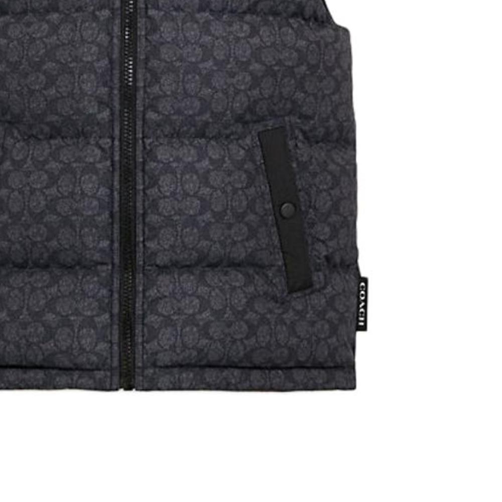 Coach FW24 Logo Spliced Zipper Stand Collar Sleeveless Down Jacket Men outerwear Charcoal-Gray CU801-R8E