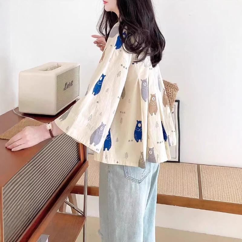 Short Sleeve Collar Shirt Women's Summer Casual Loose Original Style Short Cartoon Small Top Tide