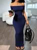 Summer fashion slim fit solid color one-word neck sleeveless off-the-shoulder waist sexy hip-wrapped pure desire dress