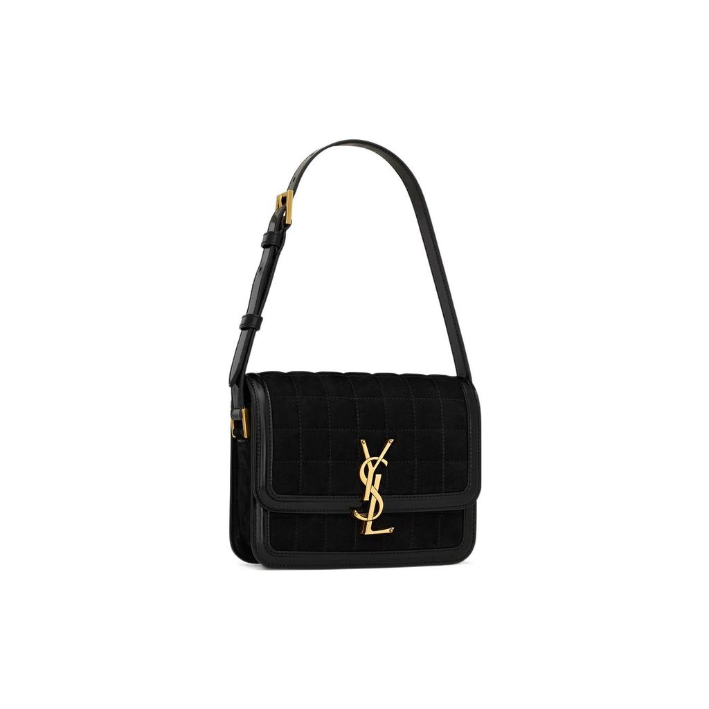 Saint Laurent Logo Plaque Quilted Shoulder Bag Black Women Shoulder_bags 739139-AABR9-1000