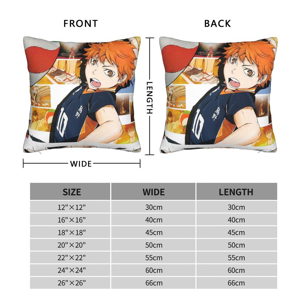Haikyuu Shoyo Hinata Quadratische Kissenbezüge Japanische Anime Kissenbezüge Modisch mit Reißverschluss Dekorative Kissenbezüge für Auto 40x40cm