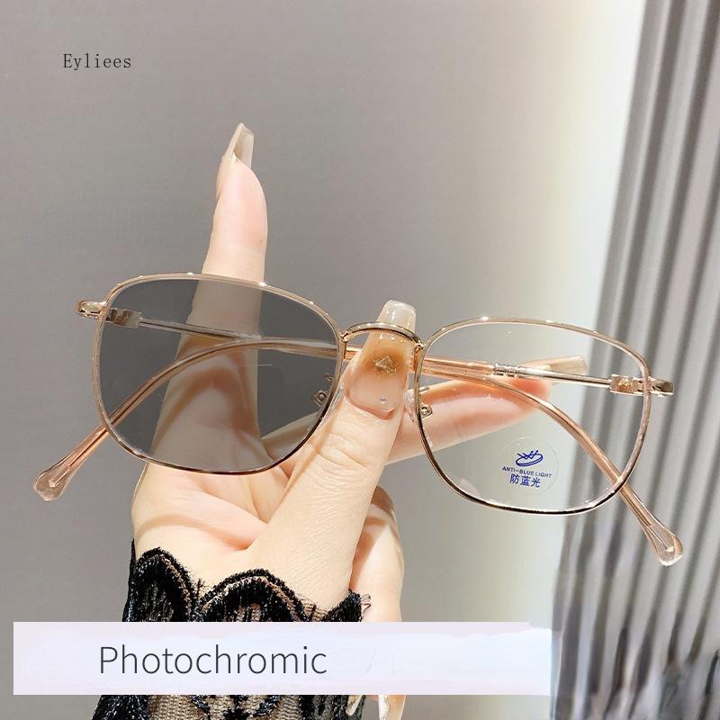 Metal Square Photochromic Reading Glasses Sunglasses Anti Blue Light Shade Presbyopia Eyeglasses +1.0..+ 4.0 Unisex
