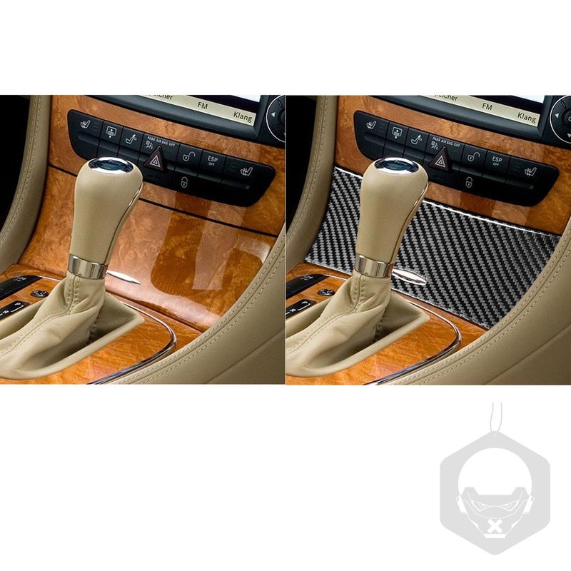 Real Carbon Fiber Car Accessories Center Storage Panel Cover Soft Sticker For Mercedes CLS C219 2004 2005 2006 2007 2008 2009