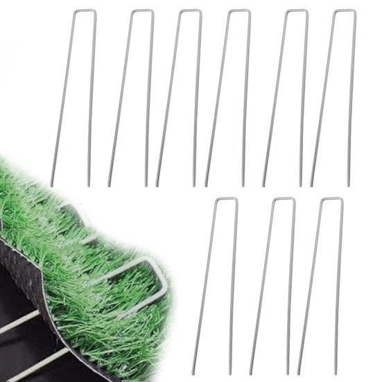 100 Pcs Landscape Staple Galvanized Steel Garden Stakes U-Shaped Pins for Geotextile Lawn Patio Landscaping Fabric Barrier Irrigation Tubing
