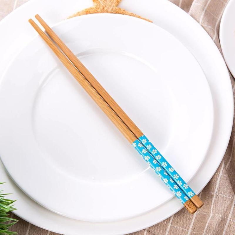 22.5cm Japanese Style Non-slip Natural Wood Chopsticks with Ties Sushi Chopsticks Set for Restaurant Kitchen Tableware