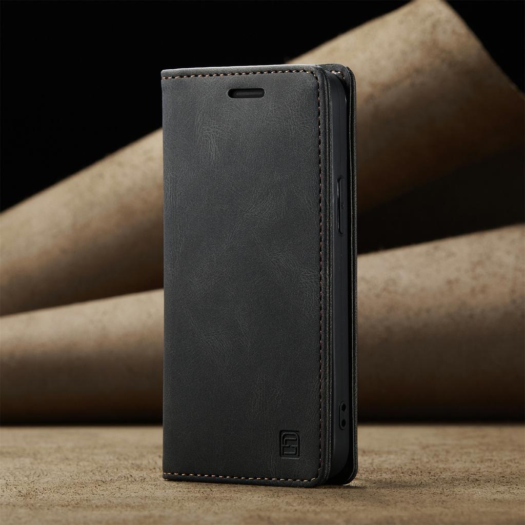 For iPhone 15 Plus Vintage Leather Flip Wallet Case with RFID Blocking Card Slot, Matte Retro Folio Cover for Women Men (4 Colors)